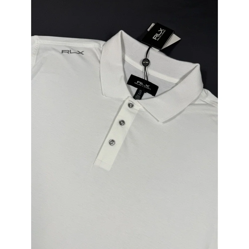 Ralph Lauren RLX Men's Size 2XL Long Sleeve Solid White Polo Shirt Collared